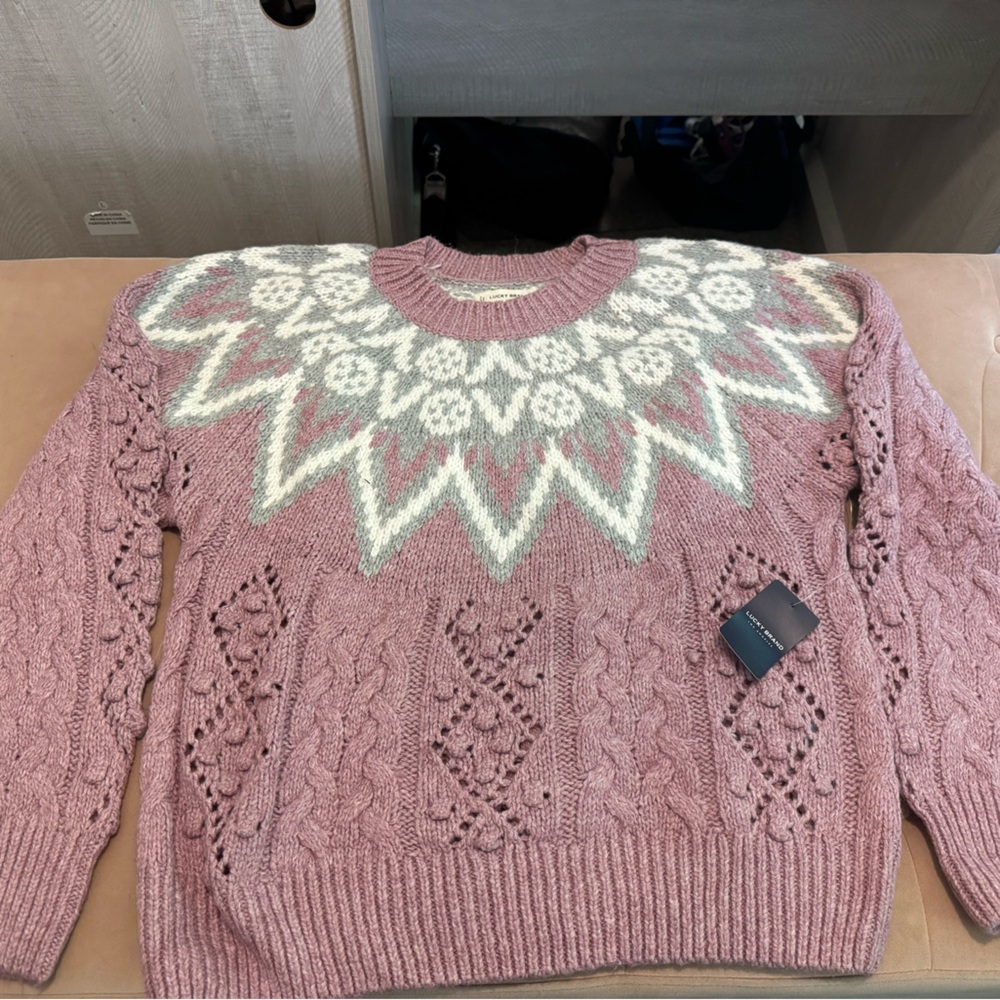NWT Lucky Brand Women's Pink Nordic Sweater